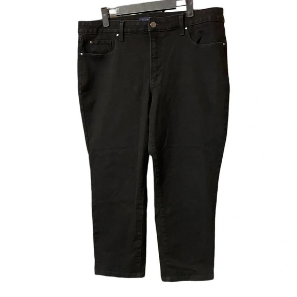 CHARTER CLUB BLACK DENIM CAPRIS - Picture 1 of 4